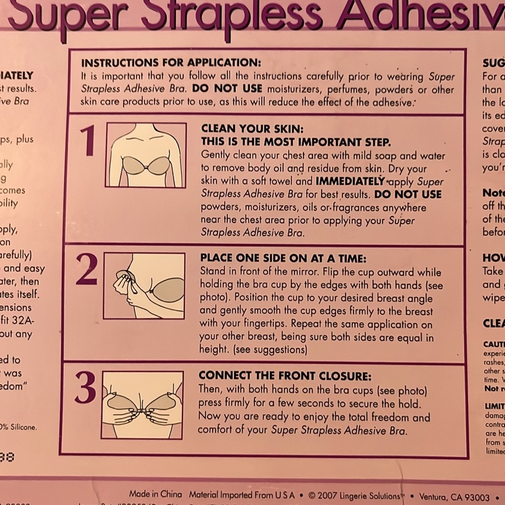 Lingerie Solutions Super Strapless Adhesive Bra - Picture 8 of 9